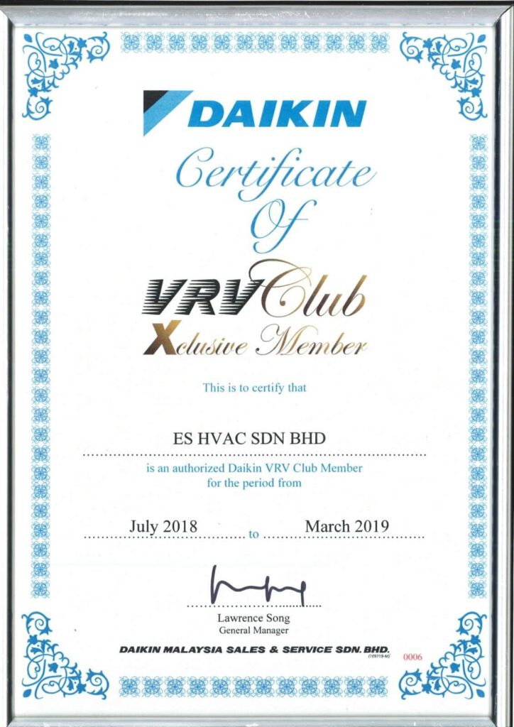 VRV Club Xclusive Member — Daikin Malaysia